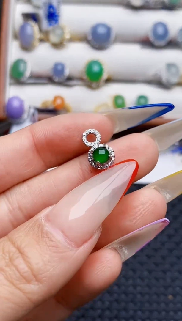 银S925镶嵌戒指翡翠5205