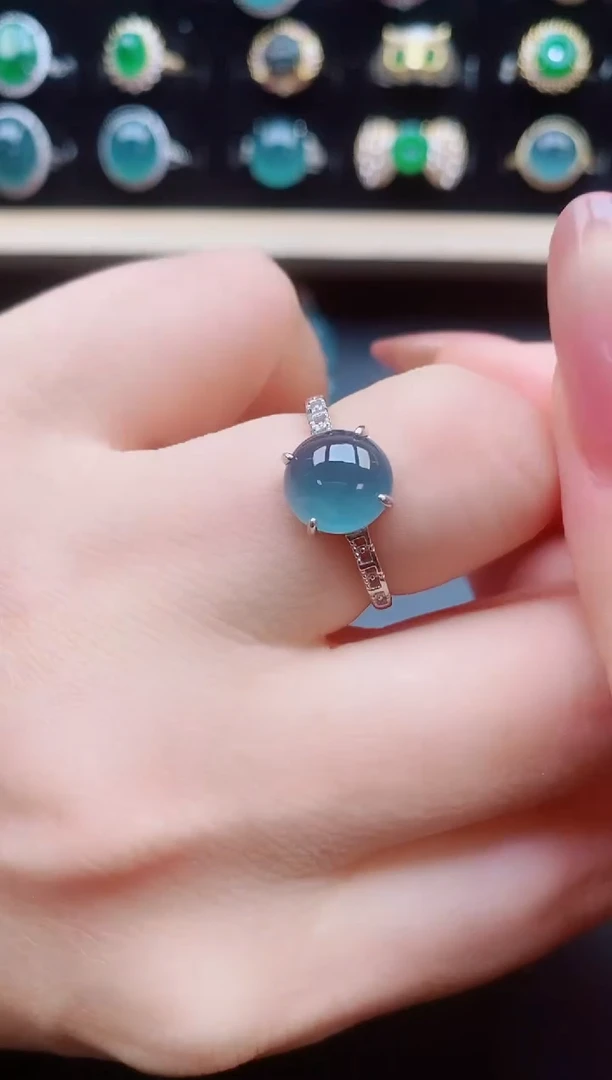 翡翠戒指银S925镶嵌32131