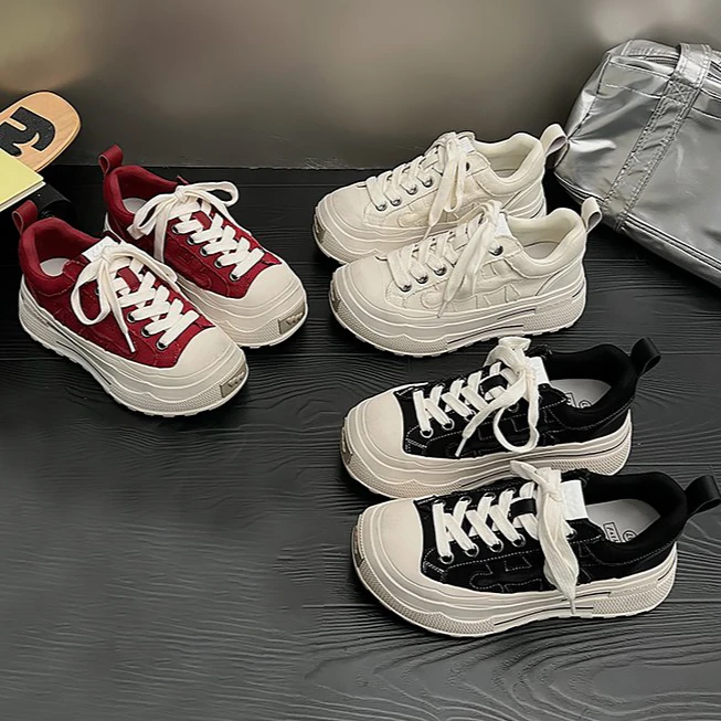 【千寻好物】复古松糕厚底帆布老爹鞋女2025新款时尚百搭休闲鞋