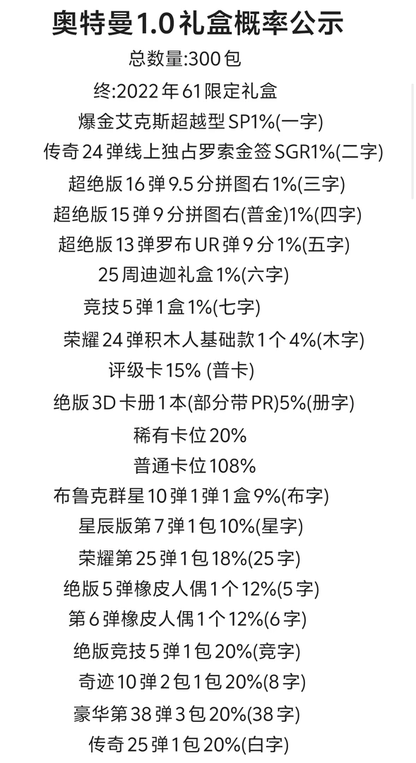 （直播专属）奥特曼礼盒1.0版本
