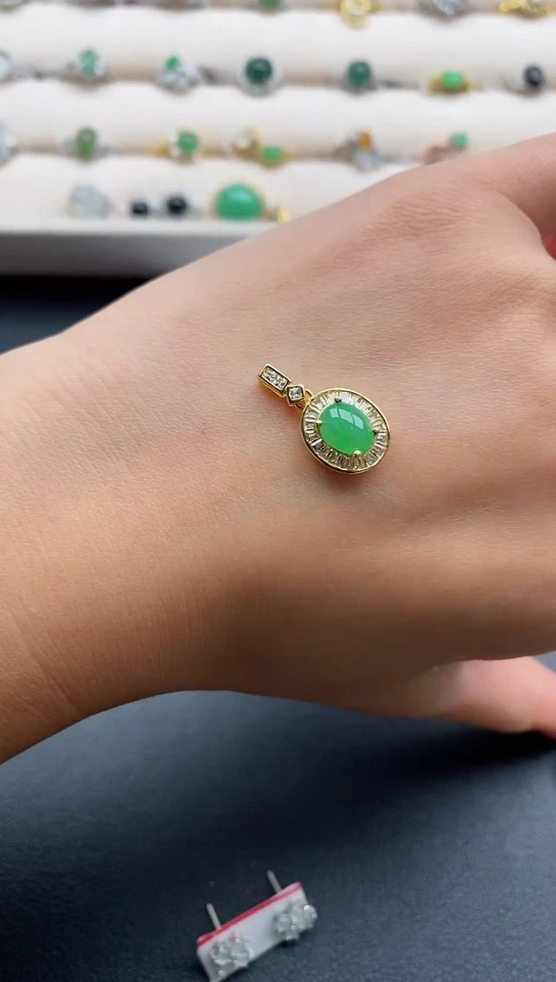 银S925镶嵌戒指翡翠66666666+5