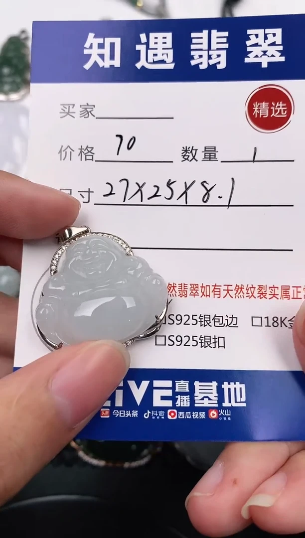 颈饰银S925镶嵌翡翠挂件