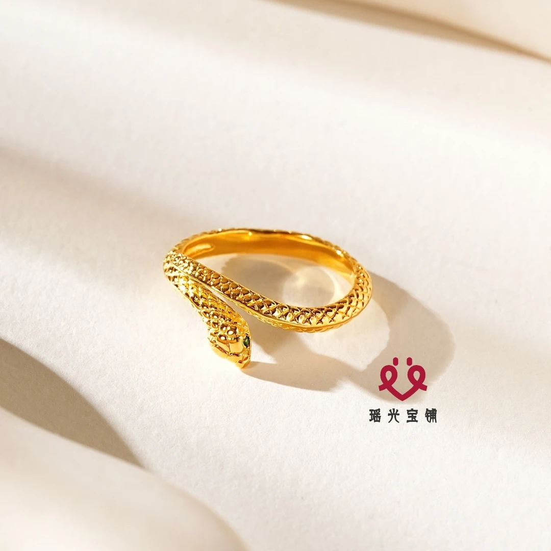 足银锆石戒指 高级精镶绿水钻蛇戒 小众时尚精美潮流百搭轻奢复古