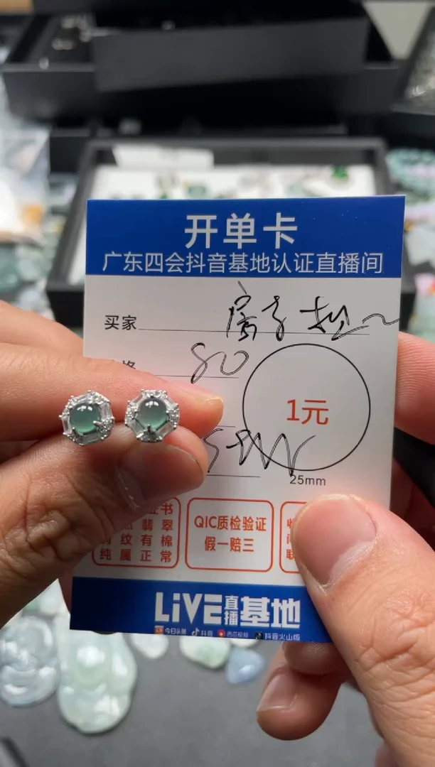 【闪购商品】翡翠颈饰银S925镶嵌耳钉