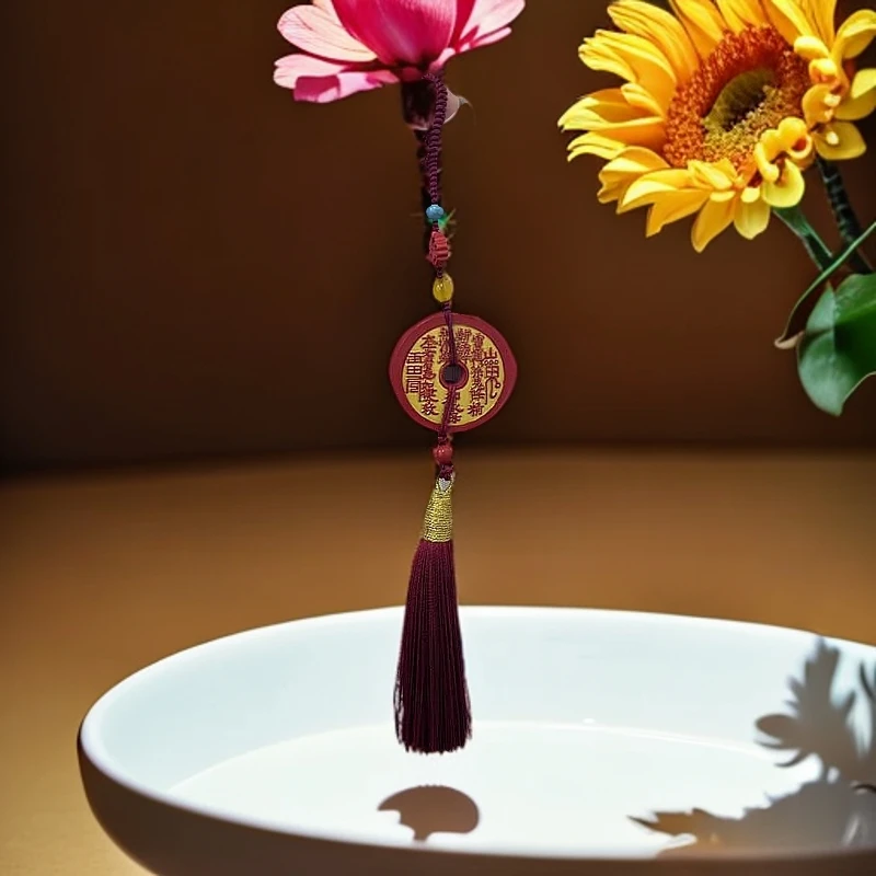 含辰砂工艺品朱砂花钱挂件-122198