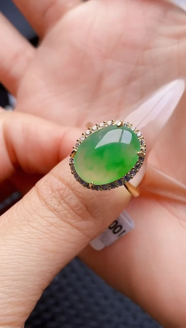 银S925镶嵌戒指翡翠0684