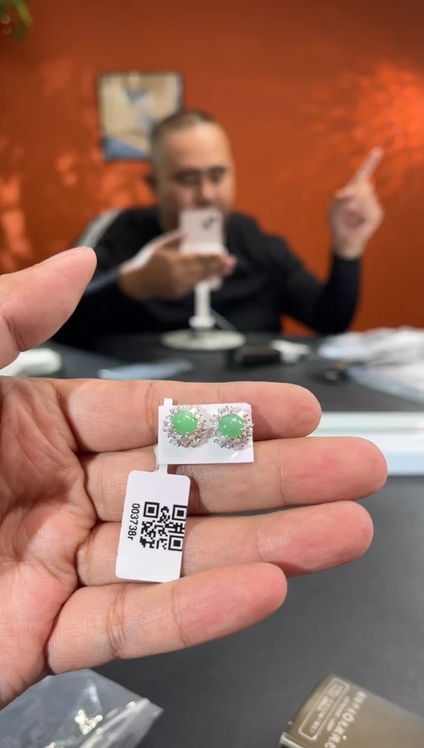 银S925镶嵌挂件翡翠003738R