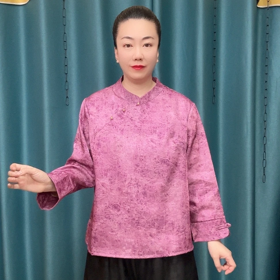 2026春装款中式国风圆领时尚百搭长袖小衫
