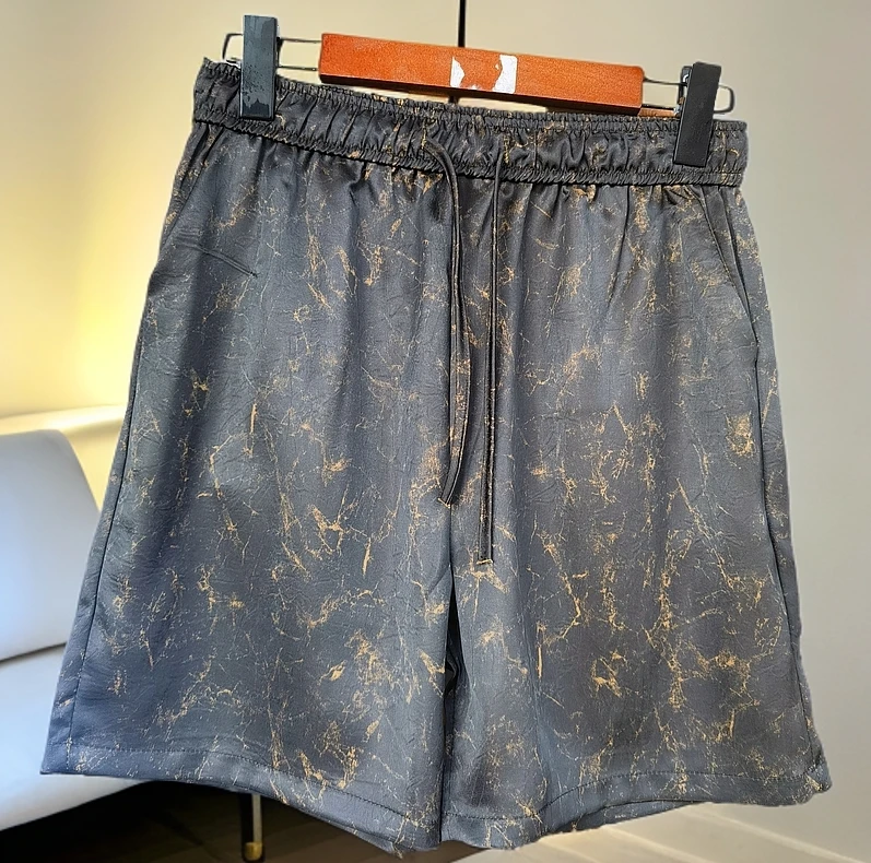 049新款碎花时尚休闲百搭夏季印花提花宽松沙滩满印松紧腰短裤