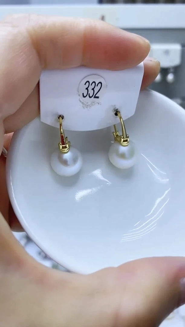 银S925镶嵌淡水珍珠耳饰332