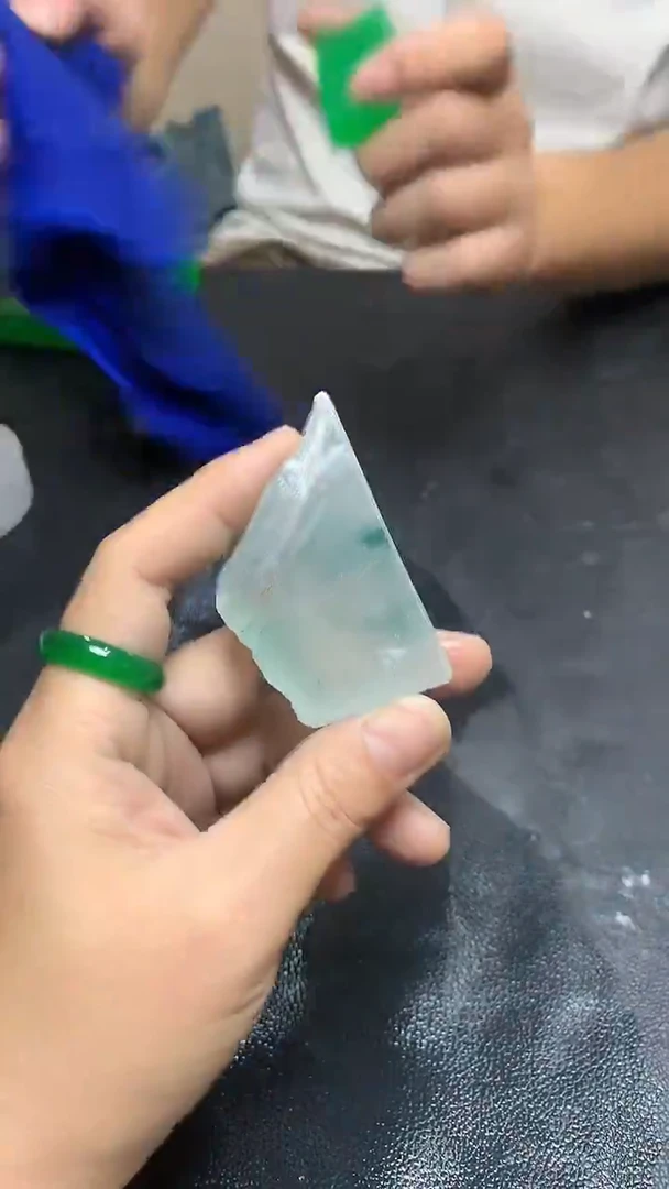 玉冰蓝花边角 毛坯