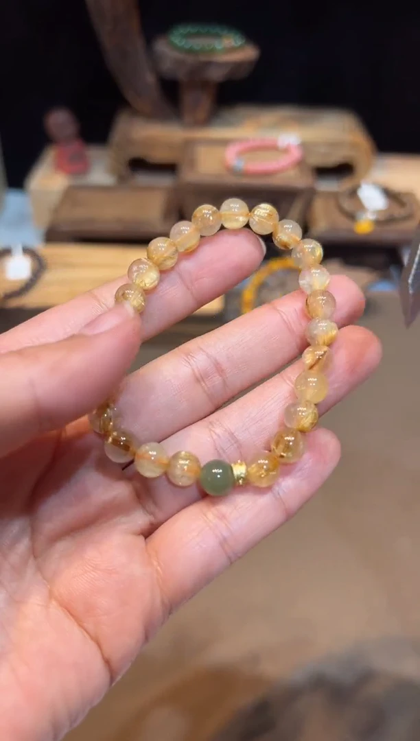 单圈发晶水晶手串7mm+搭配金色环手链0915多样性发一