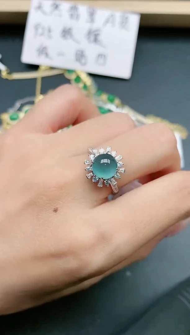 翡翠戒指银S925镶嵌11111