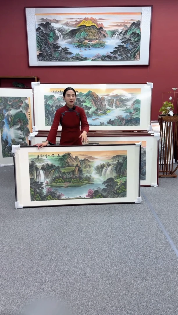 国画手绘  富水长流  172*85
