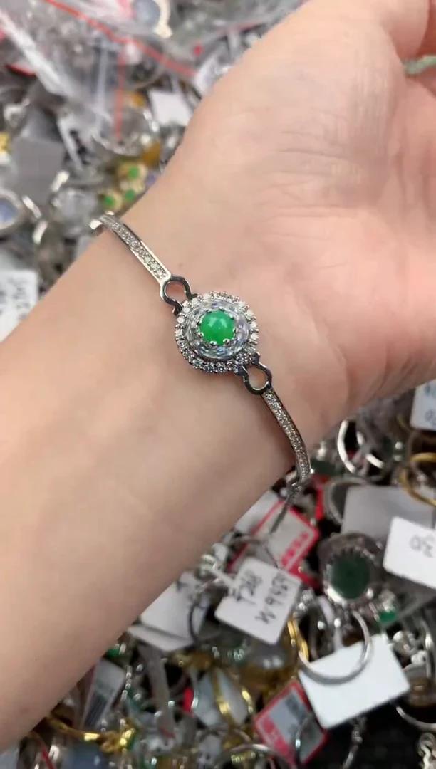 银S925镶嵌戒指翡翠333             91