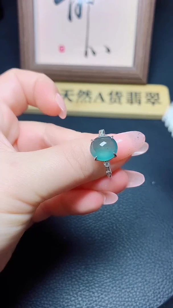 银S925镶嵌戒指翡翠天然翡翠A货s925银镶
