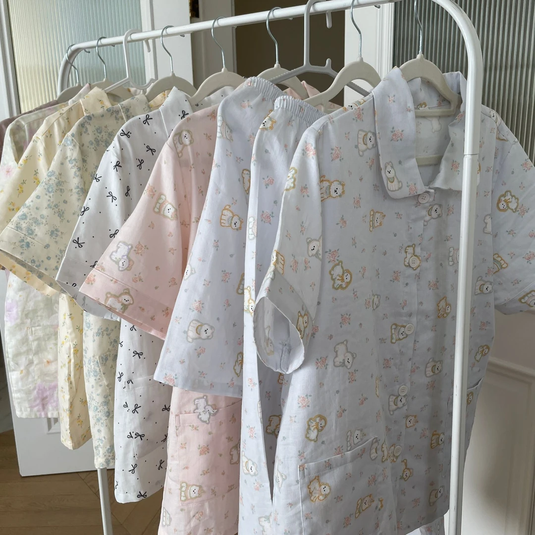 【小叶推荐】全棉A类双层纱短袖短裤长裤家居服套装