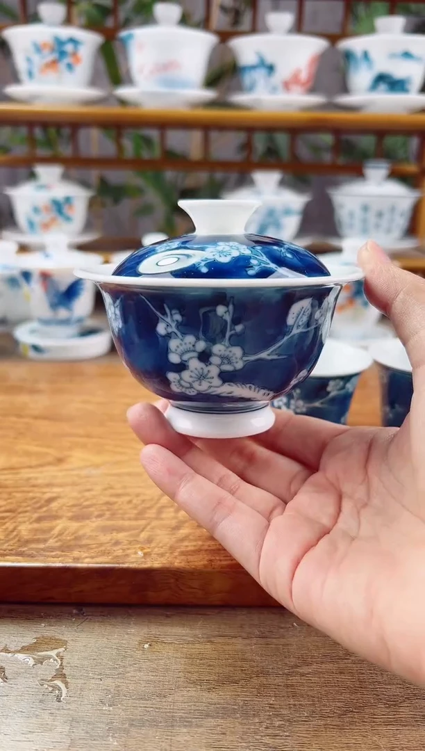 【闪购商品】微瑕冰梅二才元宝盖碗