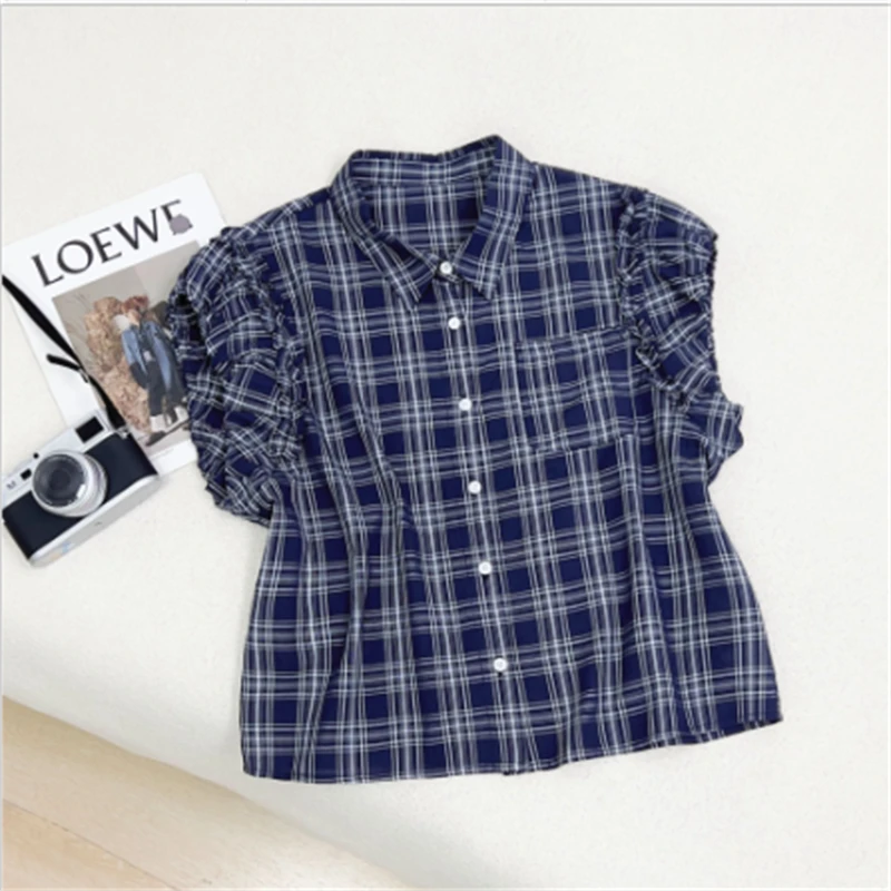潮流百搭宽松显瘦格纹韩系衬衫