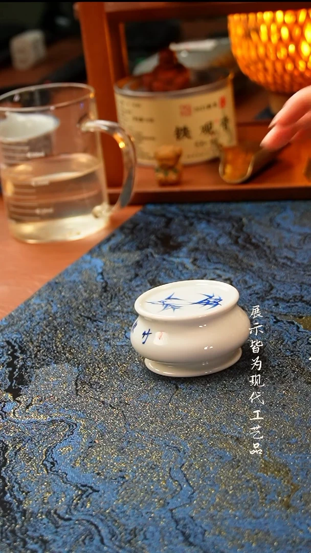 柚野写意竹报平安圆墩盖置