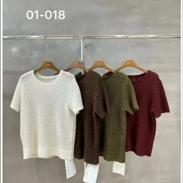 时尚休闲气质典雅圆领半袖套衫