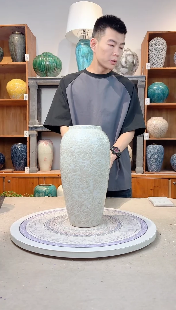 瓶陶瓷花瓶  茶白 大号 正品