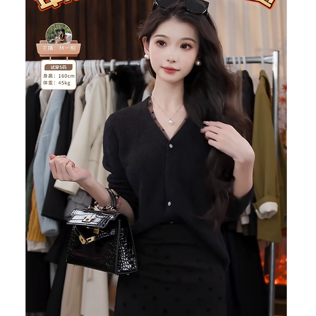 【一桐】气质长袖轻奢时尚百搭羊绒针织衫4QZDD7658