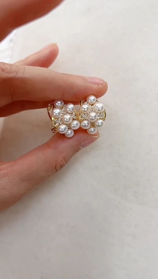 【闪购商品】淡水珍珠耳饰合金金色耳拍