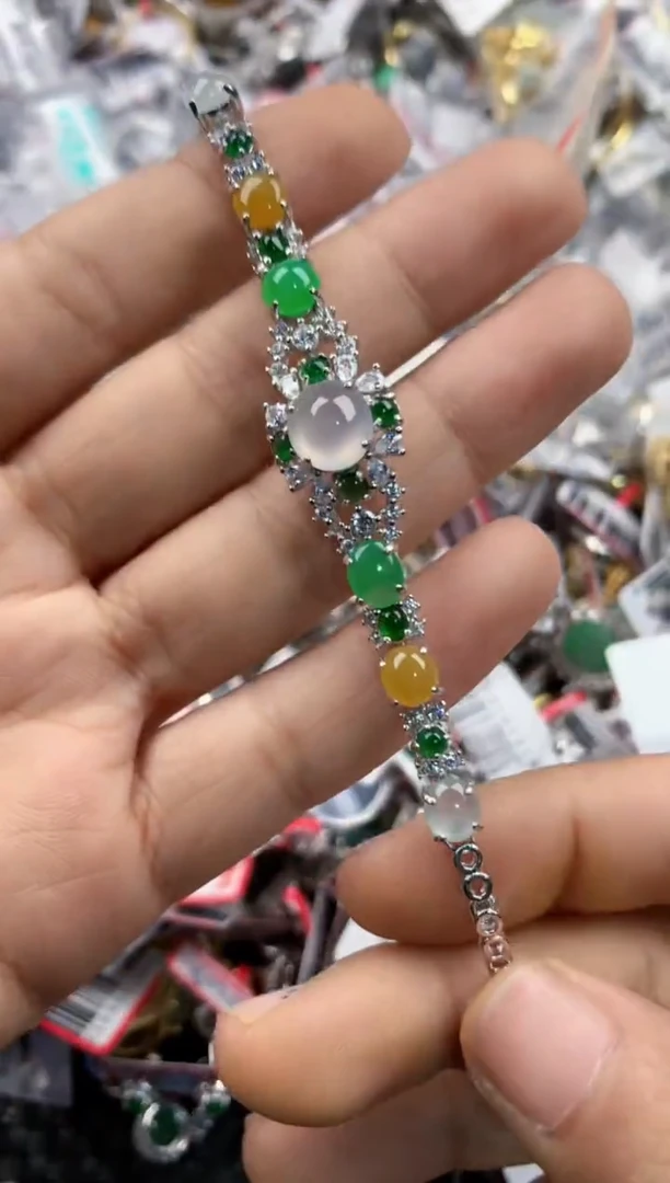 银S925镶嵌戒指翡翠4444----9