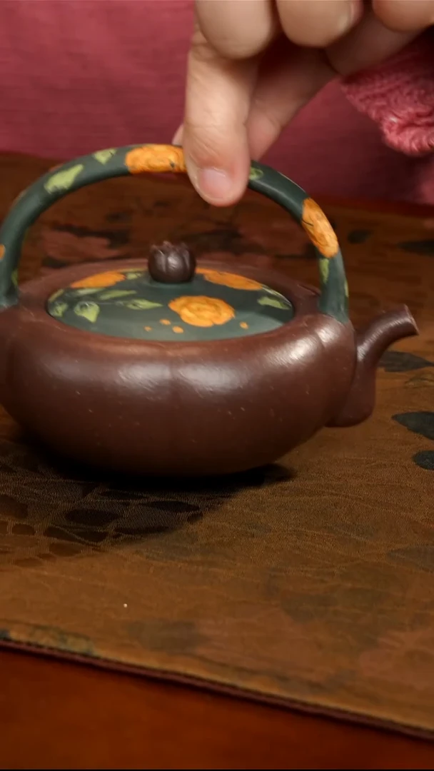 茶壶紫砂紫泥玫瑰提梁壶