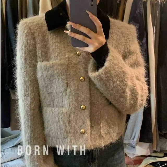 3786#浅卡其5 深卡10  深咖10 小香外套