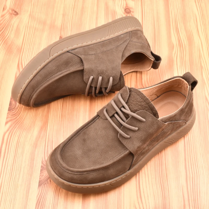 高档男鞋透气轻便2025年秋季新款百搭休闲复古宽头头层牛皮男鞋