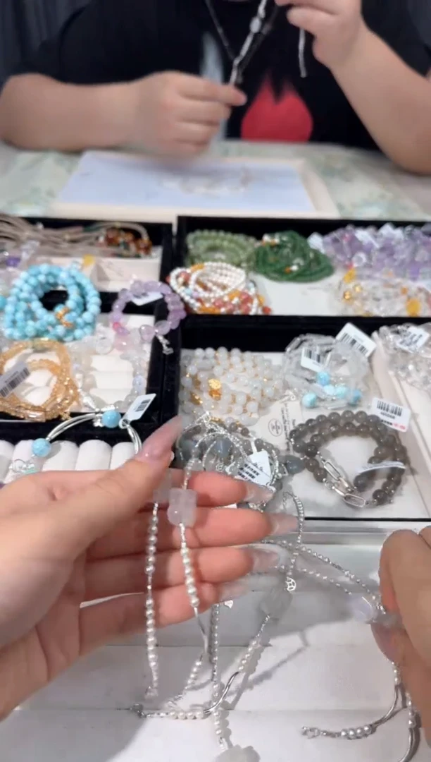 水晶手链银S925镶嵌P019蓝月貔貅s弯管款