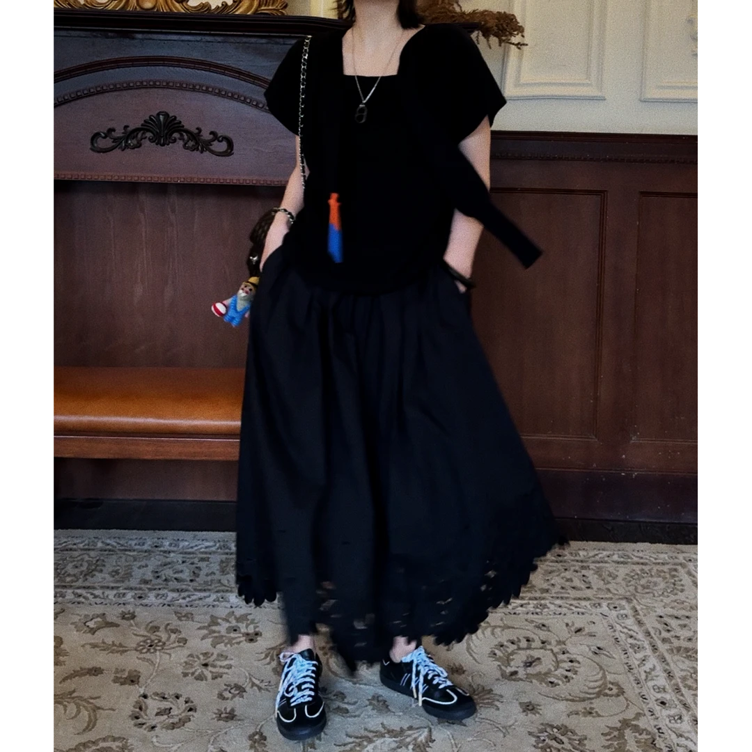 撞色袖子领针织短袖 J24M330