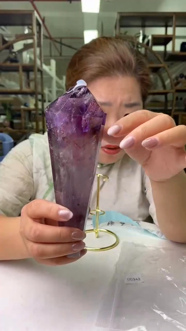 水晶珠宝半成品未镶嵌紫晶权杖D814