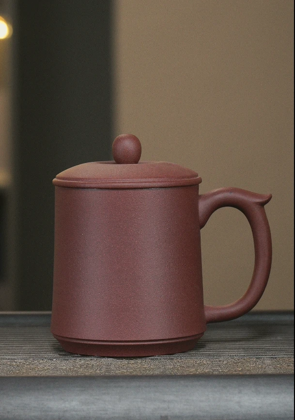 宜兴原矿紫砂盖杯高档千禧底槽樱桃盖钮飞把盖杯办公家用杯