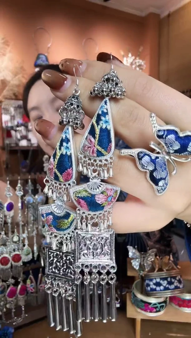 刺绣纯手工民族风耳环