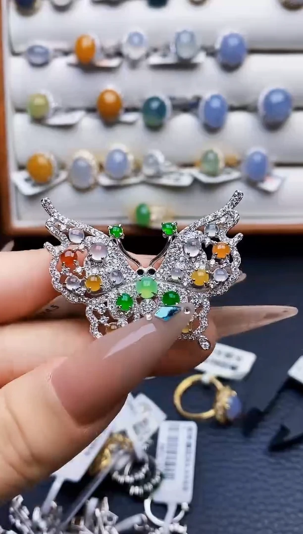 银S925镶嵌戒指翡翠5035