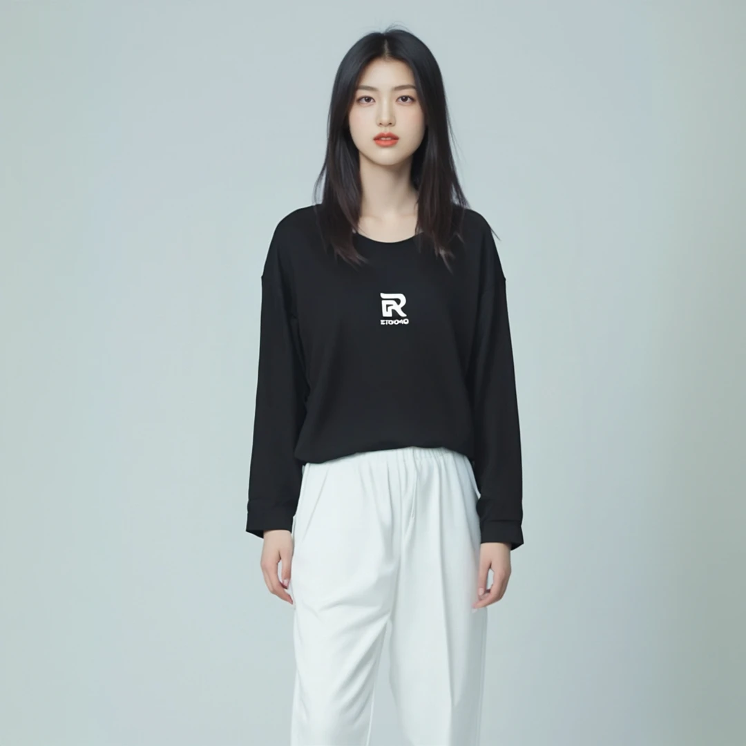 7972-后背衬衫纽扣（R黑色）娃娃卫衣