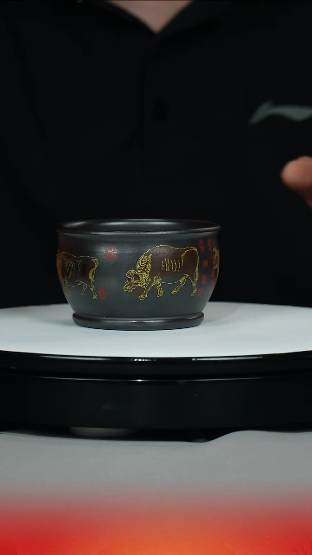 茶壶紫砂 石黄 五牛杯