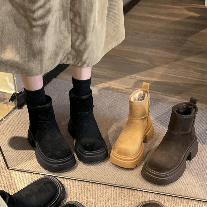 贾不假厚底软底雪地靴女款2025新款冬季爆款流行中筒靴小个子增高