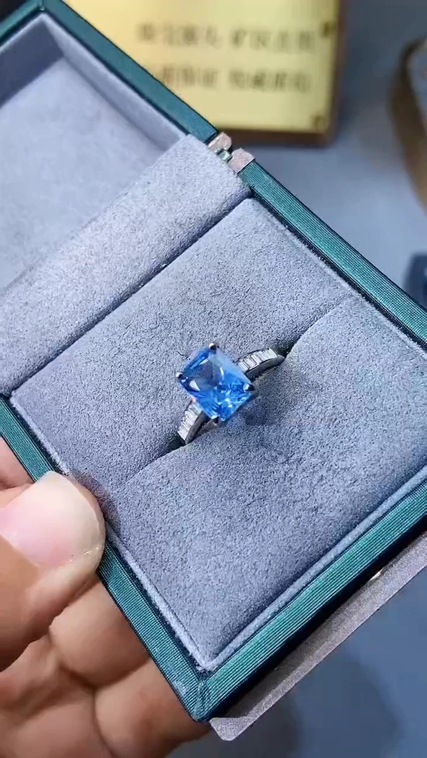 【闪购商品】海蓝宝石戒指银S925镶嵌354
