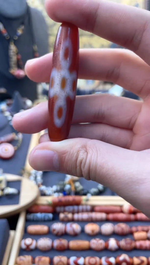 玛瑙/玉髓颈饰未镶嵌美泓红肉五闪单珠