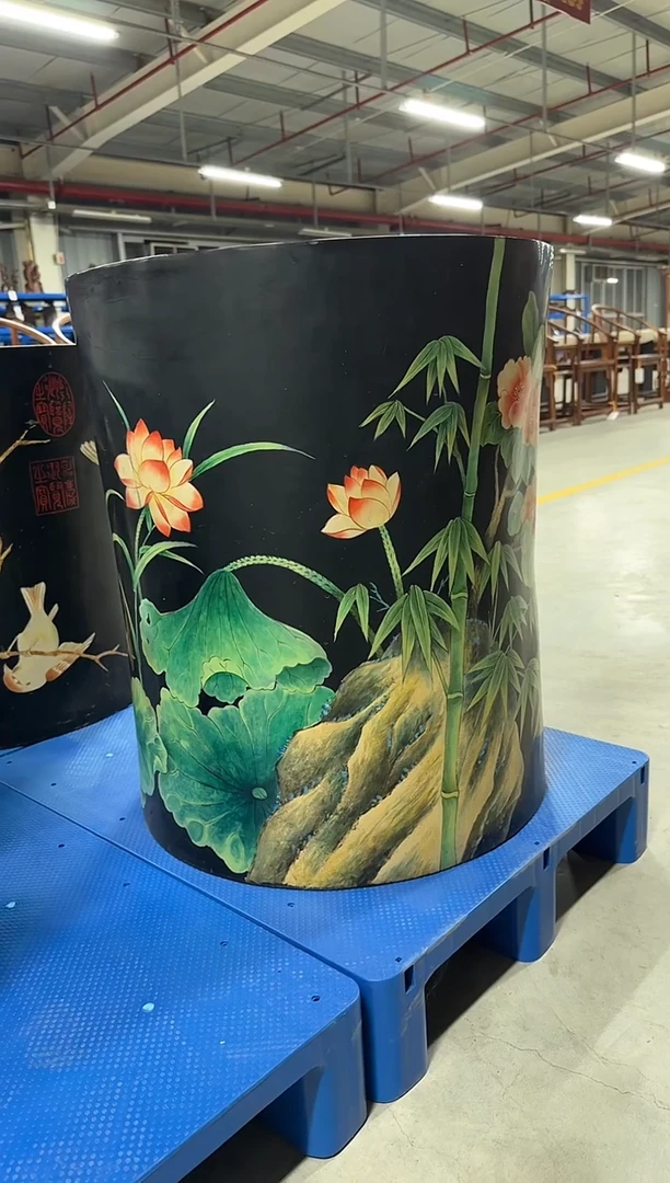 木连天红 连年有鱼画筒 非洲紫檀 DT181322G1M20