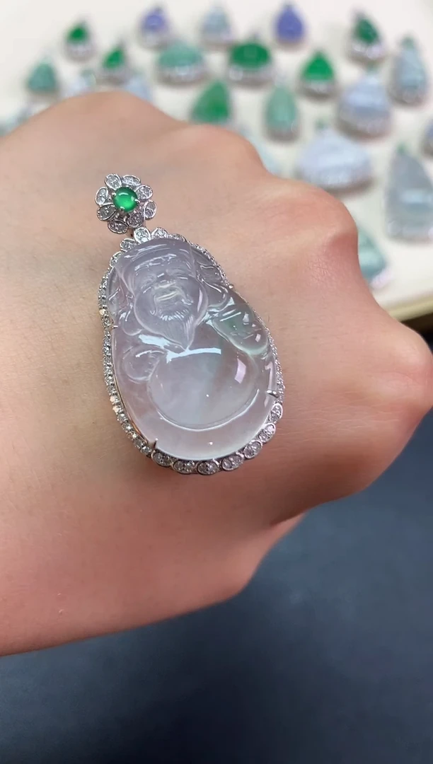 翡翠18K金镶嵌吊坠(不含链)吊坠|8800+0