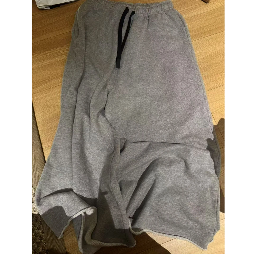 十三行白白-【里约书店】新款松弛感阔腿卫裤松紧腰裤裙#9322