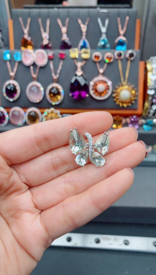 吊坠(不含链)银S925镶嵌水晶水晶吊坠（不含链）