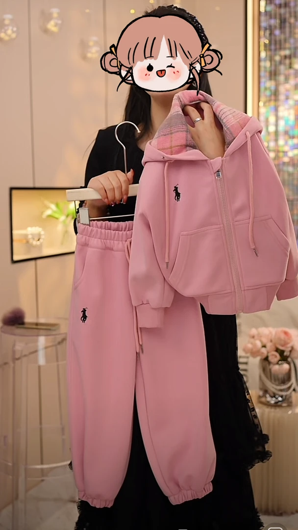 女童2025春秋季新款儿童时尚休闲洋气连帽套装