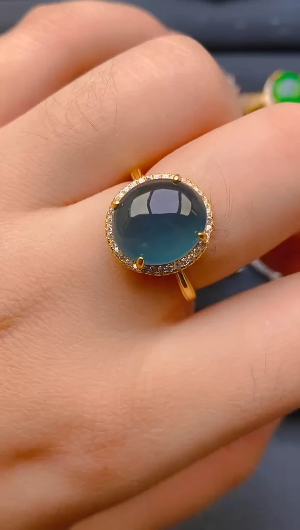 【闪购商品】翡翠戒指银S925镶嵌天然A货翡翠1