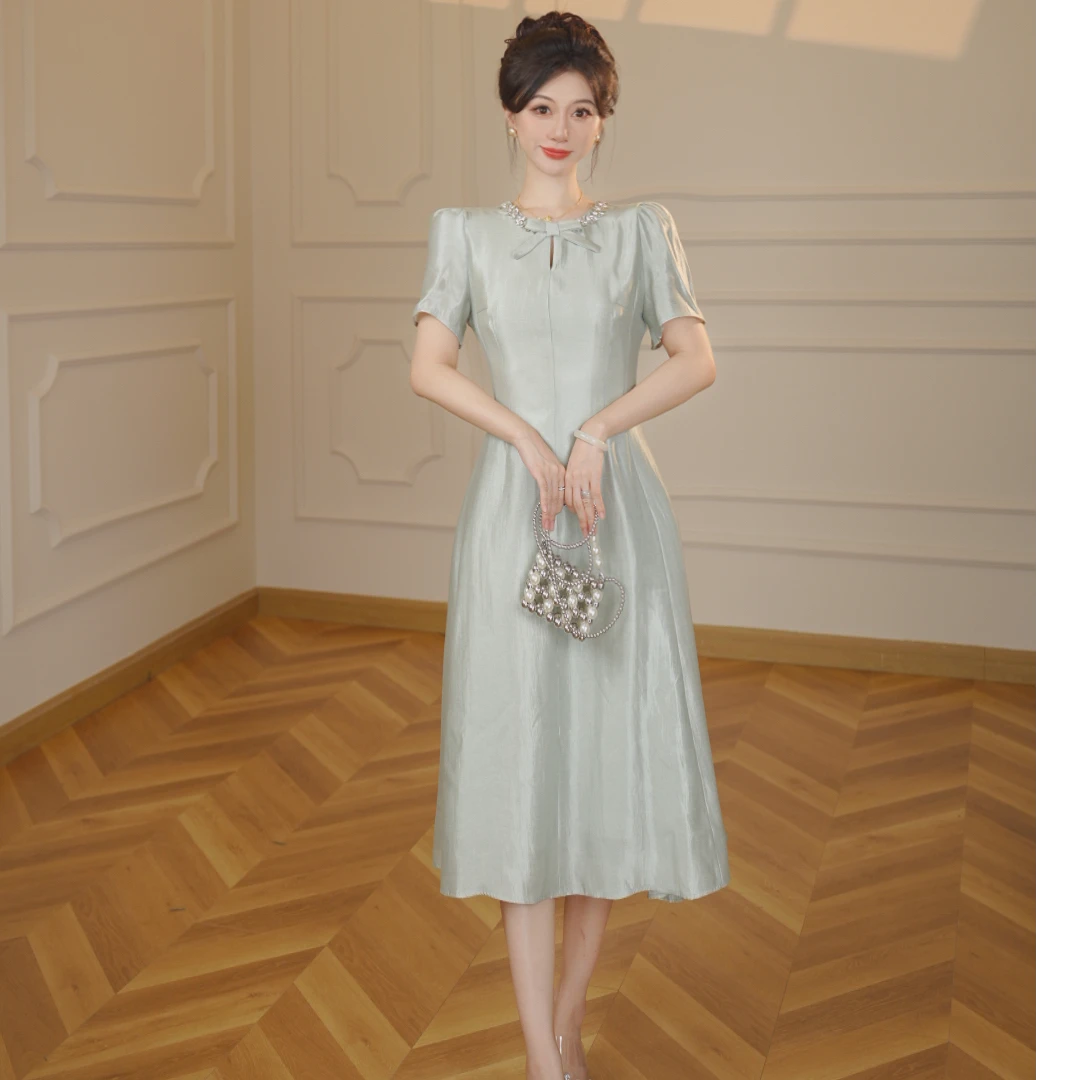 【张小小】【长短款】2025夏季新款优雅洋气法式修身显瘦连衣裙X0102